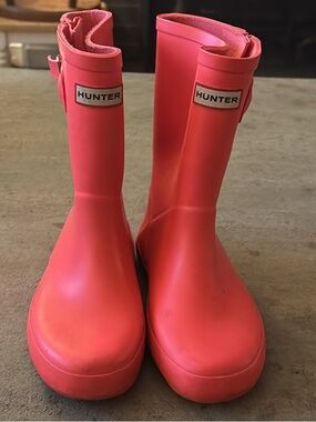 Little Girls Vibrant Pink Hunter Boots US size 12 A-6